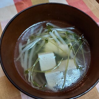 ヘルシー☆豆腐・もやし・豆苗のスープ